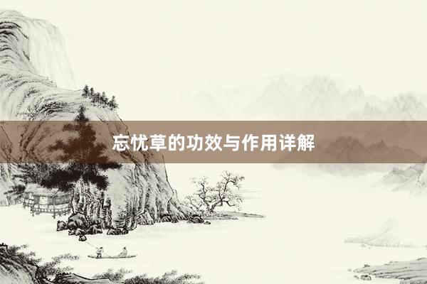 忘忧草的功效与作用详解